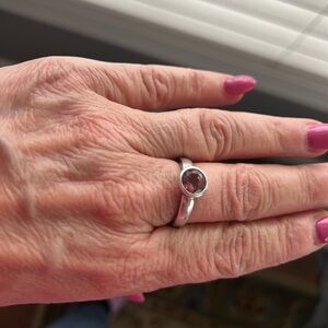 Silver and pink topaz ring